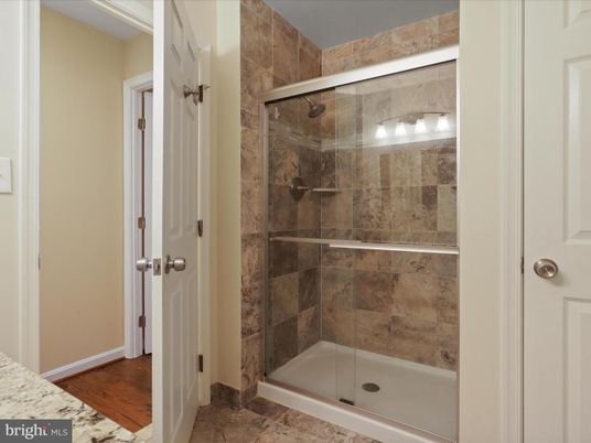 Bathroom, Glass Shower, Interior, Wood Texture Flooring