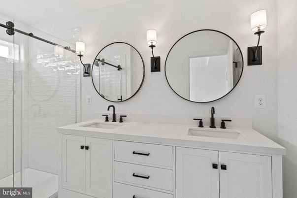Bathroom, Dual Sink Vanities, Glass Shower, Interior