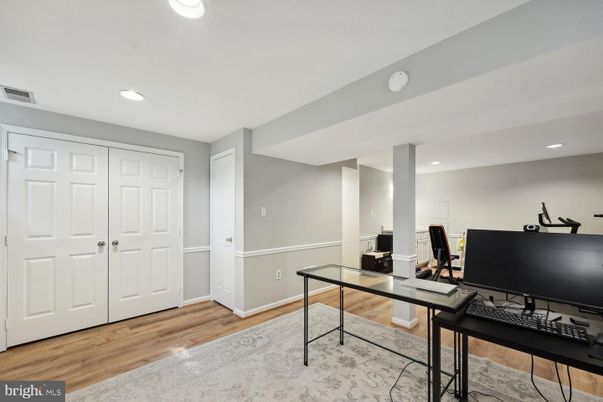 Home Office, Interior, Recessed Lighting, Wood Texture Flooring