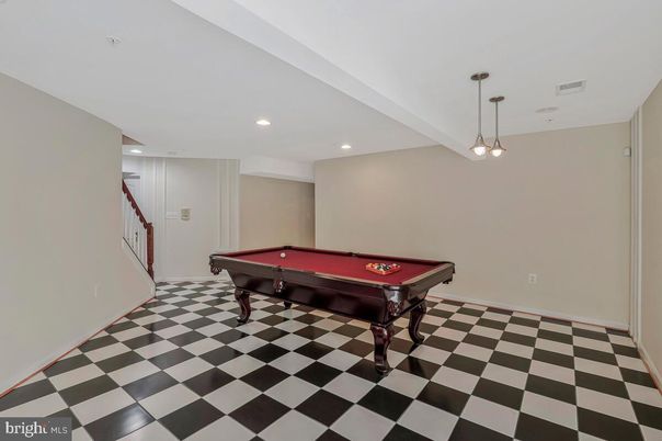 Billiard Table, Game Room, Interior, Pendant Lights, Recessed Lighting