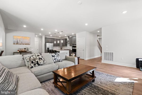 Interior, Kitchen, Living room, Pendant Lights, Recessed Lighting, Stainless Steel Appliances, Wood Texture Flooring