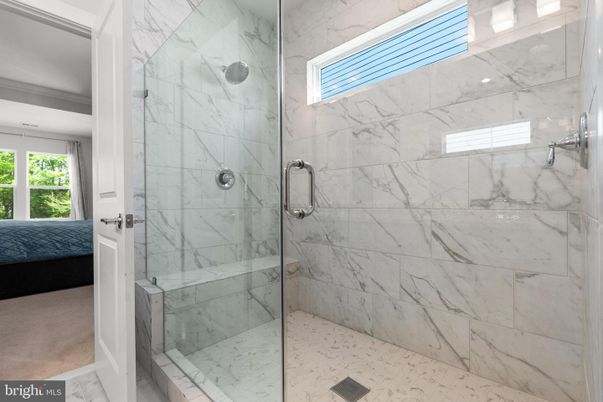 Bathroom, Glass Shower, Interior, Marble, Marble Walls