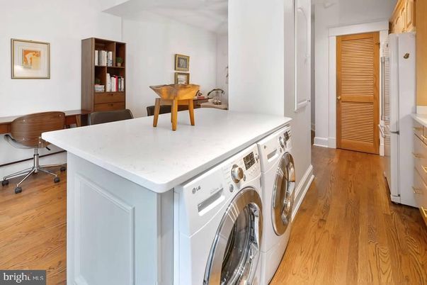 Interior, Washer, Wood Texture Flooring