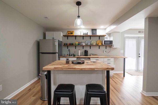 Interior, Kitchen, Pendant Lights, Wood Texture Flooring