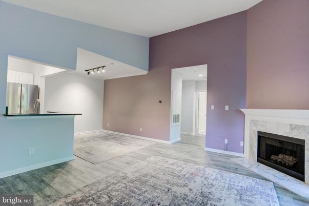 Empty room, Fireplace, Interior, Recessed Lighting, Wood Texture Flooring