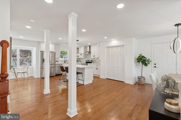 Interior, Kitchen, Pendant Lights, Recessed Lighting, Wood Texture Flooring
