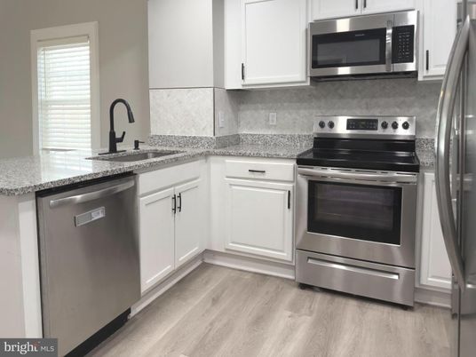 Interior, Kitchen, Stainless Steel Appliances, Wood Texture Flooring