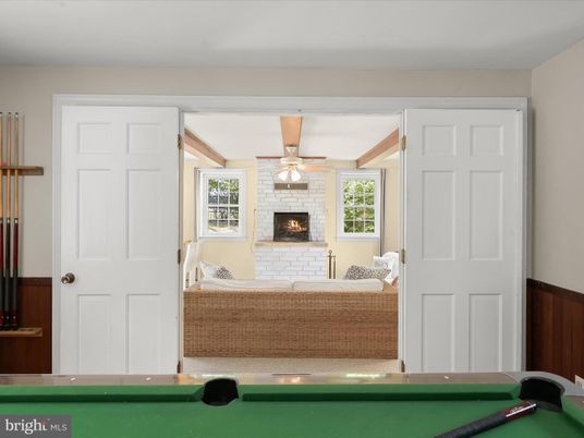 Billiard Table, Fireplace, Interior, Living room, Stone Walls