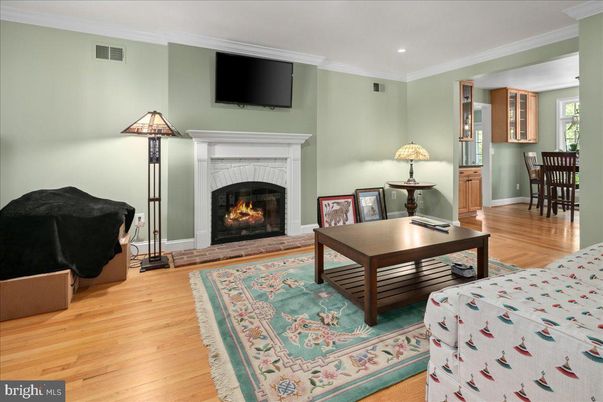 Fireplace, Home Office, Interior, Recessed Lighting, Wood Texture Flooring