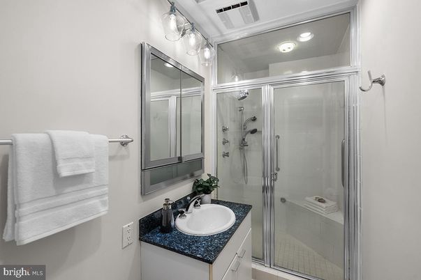 Bathroom, Glass Shower, Interior, Recessed Lighting