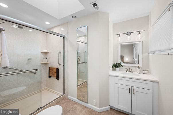 Bathroom, Glass Shower, Interior, Recessed Lighting