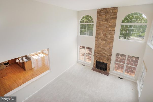 Empty room, Fireplace, Interior, Stone Walls, Wood Texture Flooring