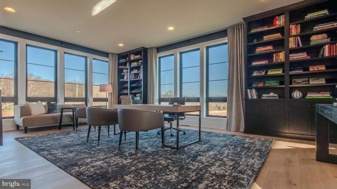 Home Office, Interior, Recessed Lighting, Wood Texture Flooring