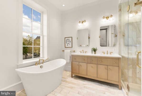 Bathroom, Dual Sink Vanities, Free Standing Baths, Glass Shower, Interior, Recessed Lighting
