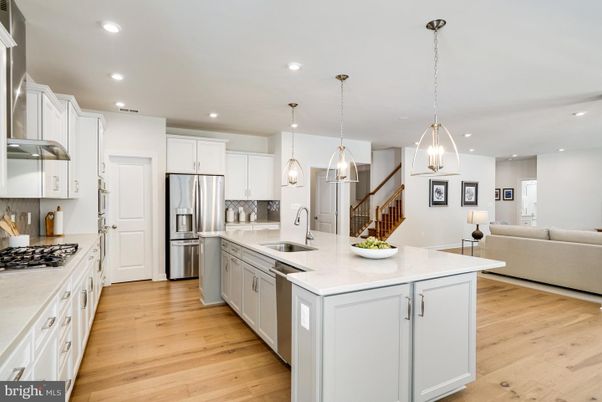 Interior, Kitchen, Living room, Pendant Lights, Recessed Lighting, Stainless Steel Appliances, Wood Texture Flooring
