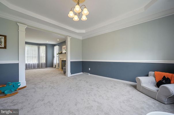 Chandelier, Empty room, Fireplace, Interior, Recessed Lighting