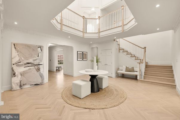 Interior, Marble Walls, Recessed Lighting, Wood Texture Flooring