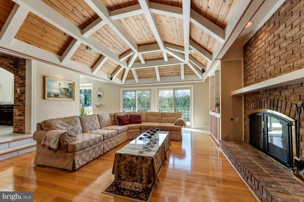 Fireplace, Interior, Living room, Stone Walls, Wooden Ceilings, Wood Texture Flooring