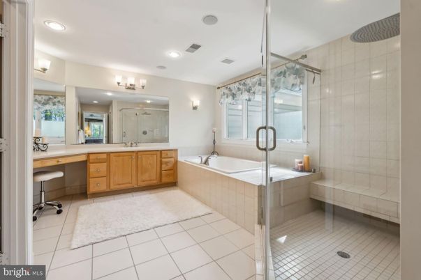 Bathroom, Dual Sink Vanities, Glass Shower, Interior, Recessed Lighting