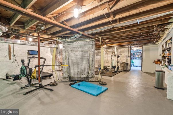 Fitness Equipment, Interior, Stone Walls, Wooden Beams