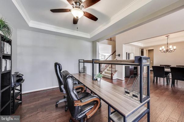 Chandelier, Home Office, Interior, Wood Texture Flooring