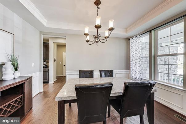 Chandelier, Dining room, Interior, Wood Texture Flooring