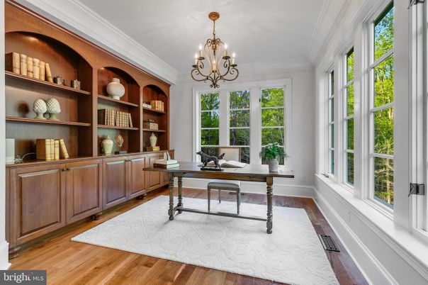 Chandelier, Home Office, Interior, Wood Texture Flooring