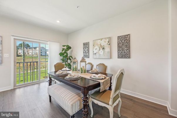 Dining room, Interior, Recessed Lighting, Wood Texture Flooring