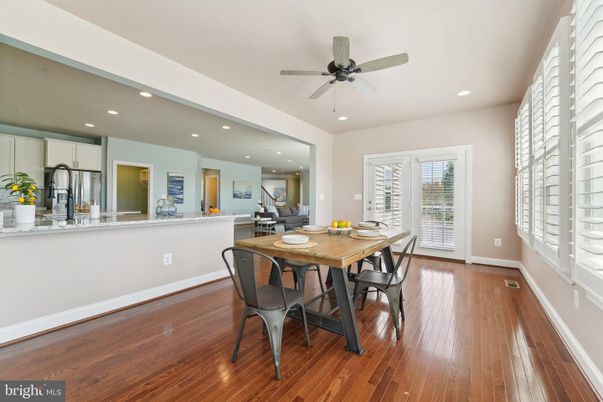 Dining room, Interior, Recessed Lighting, Wood Texture Flooring