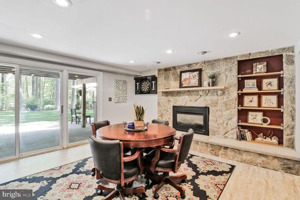 Dining room, Fireplace, Interior, Recessed Lighting