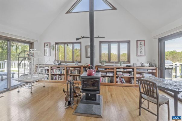 Dining room, Fireplace, Interior, Wood Texture Flooring