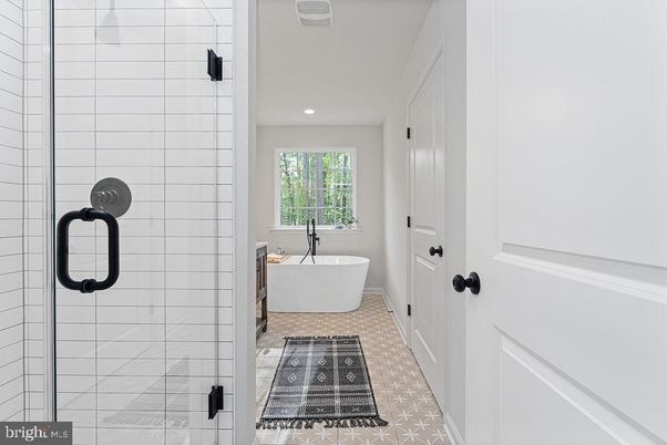 Bathroom, Free Standing Baths, Glass Shower, Interior, Recessed Lighting