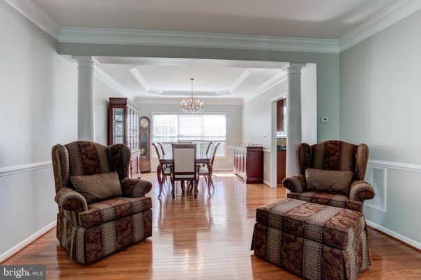 Chandelier, Dining room, Interior, Wood Texture Flooring