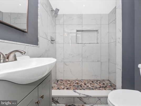 Bathroom, Glass Shower, Interior, Marble Walls