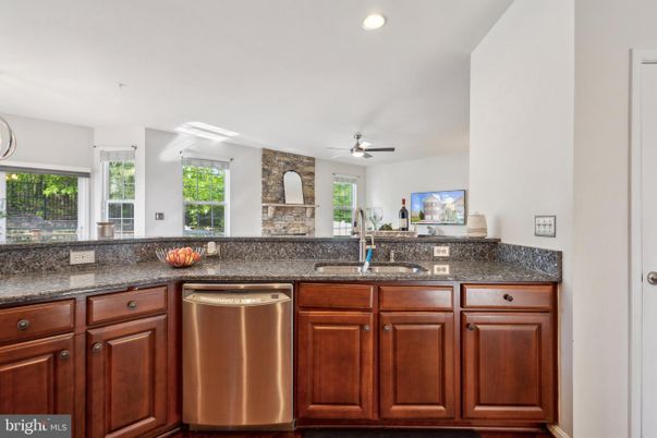 Fireplace, Interior, Kitchen, Recessed Lighting, Stone Walls