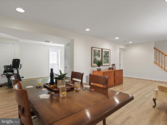 Dining room, Fitness Equipment, Interior, Recessed Lighting, Wood Texture Flooring