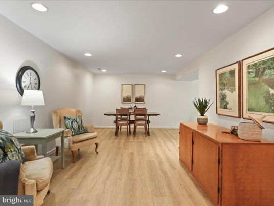 Dining room, Interior, Recessed Lighting, Wood Texture Flooring
