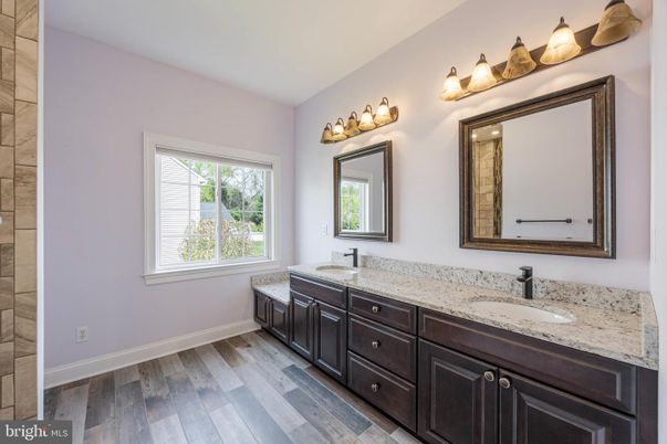 Bathroom, Dual Sink Vanities, Interior, Wood Texture Flooring
