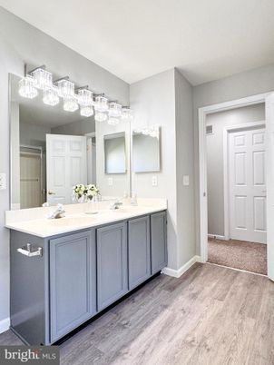 Bathroom, Dual Sink Vanities, Interior, Wood Texture Flooring