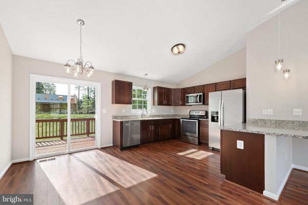 Interior, Kitchen, Pendant Lights, Stainless Steel Appliances, Wood Texture Flooring