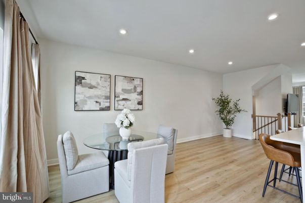 Dining room, Interior, Recessed Lighting, Wood Texture Flooring