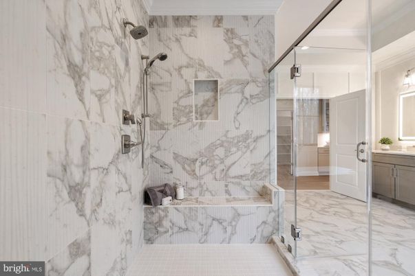 Bathroom, Glass Shower, Interior, Marble, Marble Walls