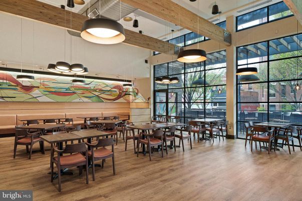 Dining room, Interior, Pendant Lights, Wooden Beams, Wood Texture Flooring