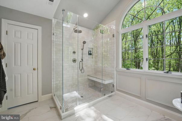 Bathroom, Glass Shower, Interior, Marble, Recessed Lighting