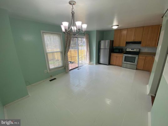 Chandelier, Interior, Kitchen, Stainless Steel Appliances