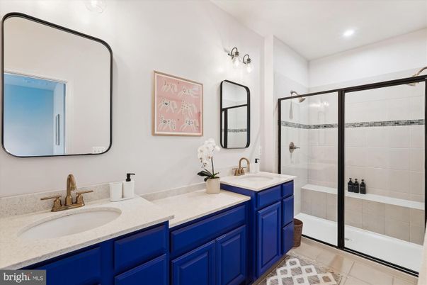 Bathroom, Dual Sink Vanities, Glass Shower, Interior, Recessed Lighting