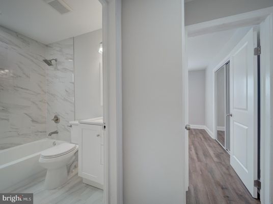 Bathroom, Interior, Marble Walls, Wood Texture Flooring