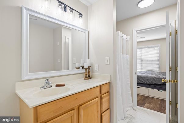Bathroom, Bedroom, Interior, Marble, Recessed Lighting, Wood Texture Flooring