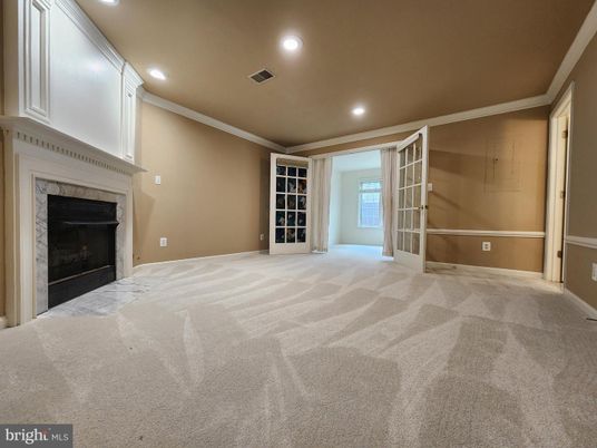 Empty room, Fireplace, Interior, Recessed Lighting