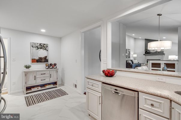 Interior, Kitchen, Marble, Pendant Lights, Recessed Lighting, Stainless Steel Appliances